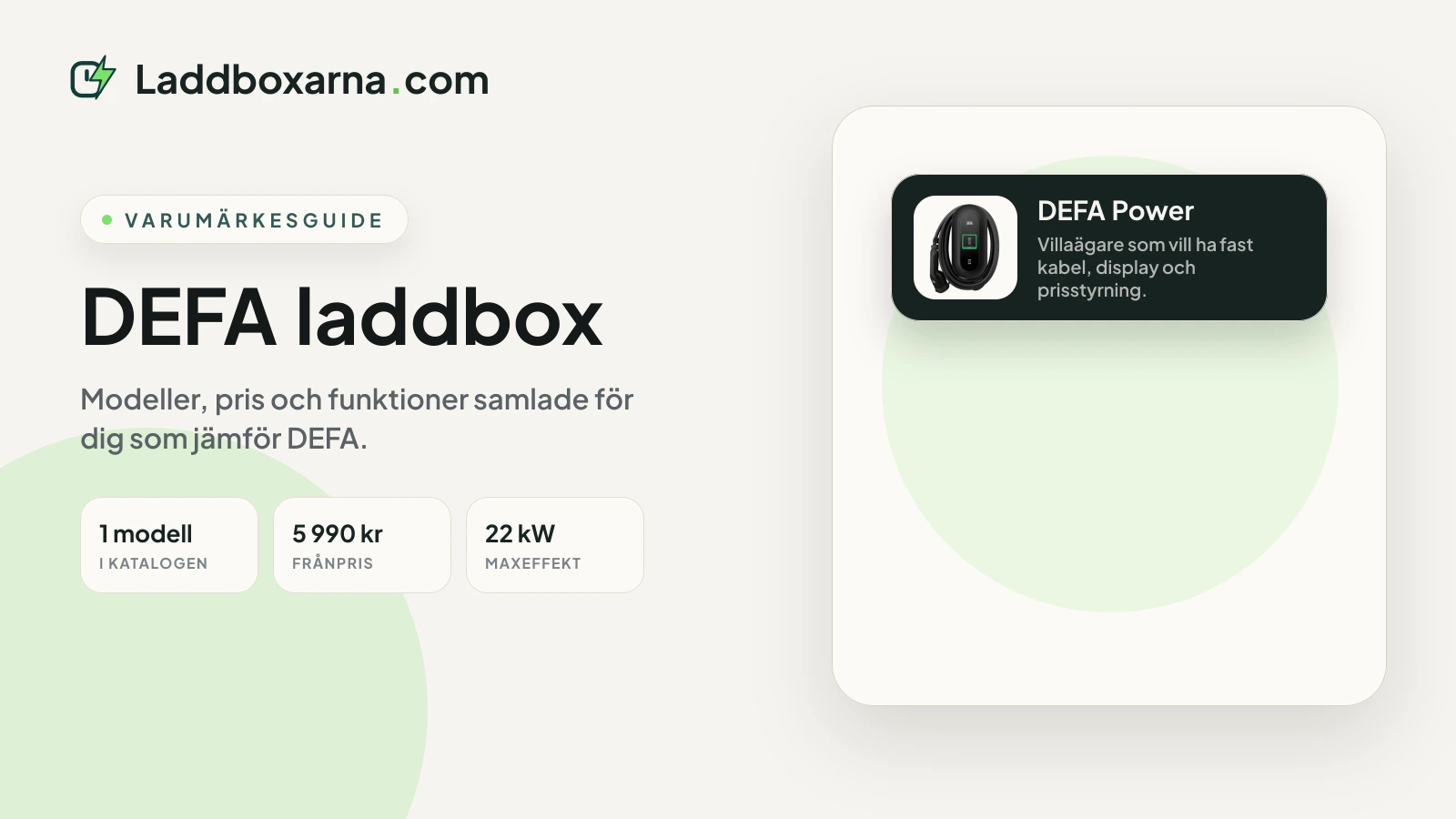 DEFA laddbox — modeller och jämförelse