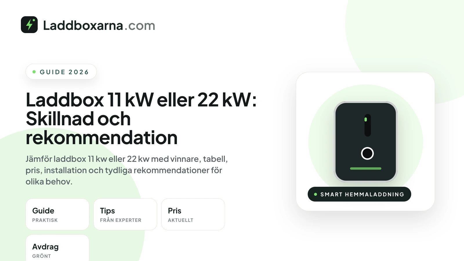 Laddbox 11 kW eller 22 kW: Skillnad och rekommendation