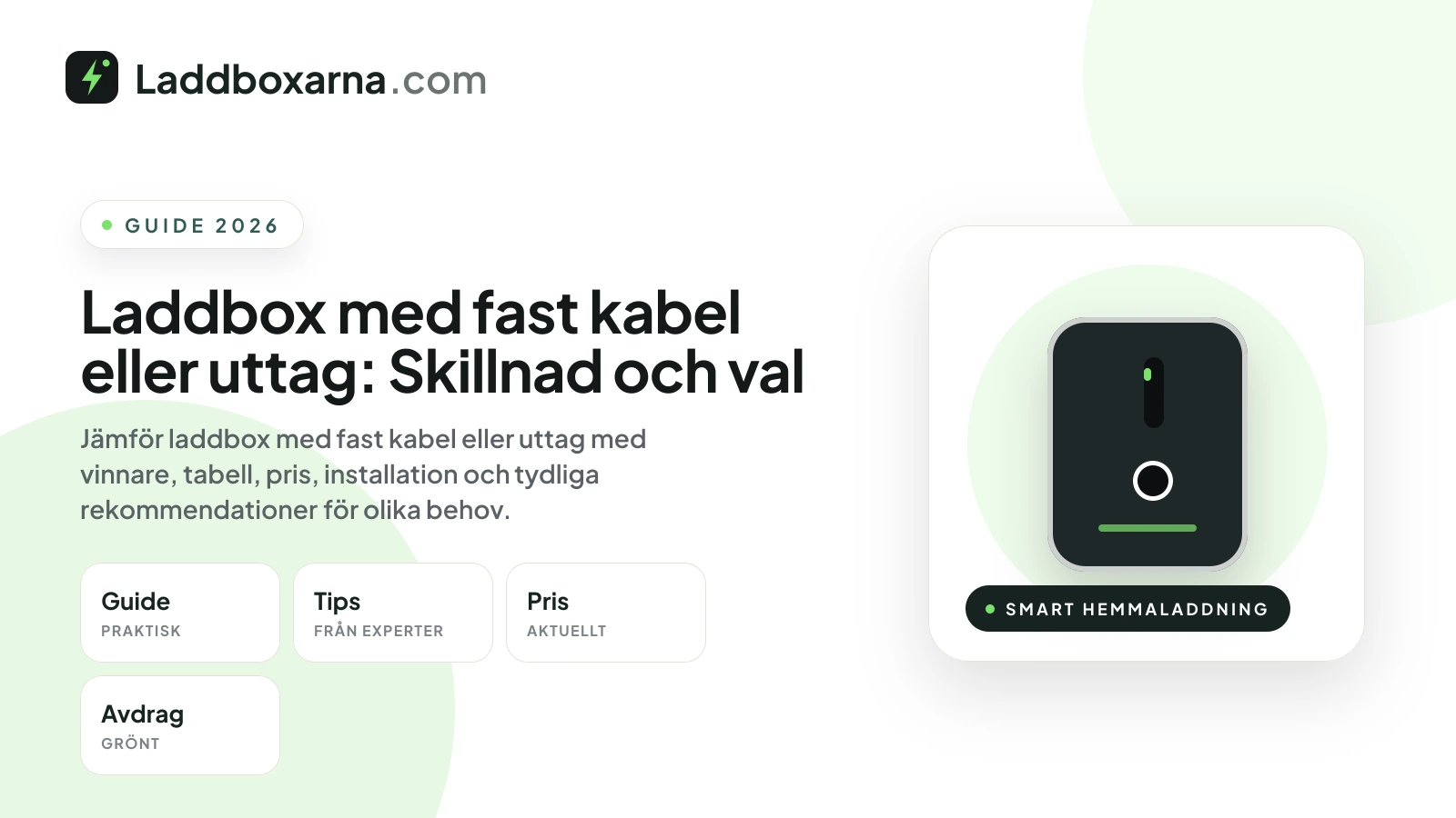 Laddbox med fast kabel eller uttag: Skillnad och val